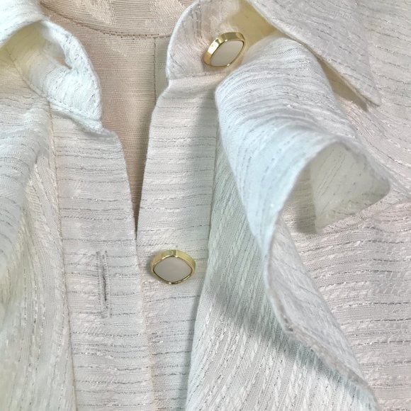 Antonio Melani 6 Metallic Button Down Dress White - Picture 2 of 15